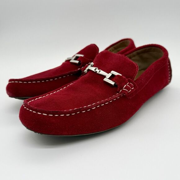 Alfani Red Suede Horsebit Loafer Driving Moccasins Shoes \